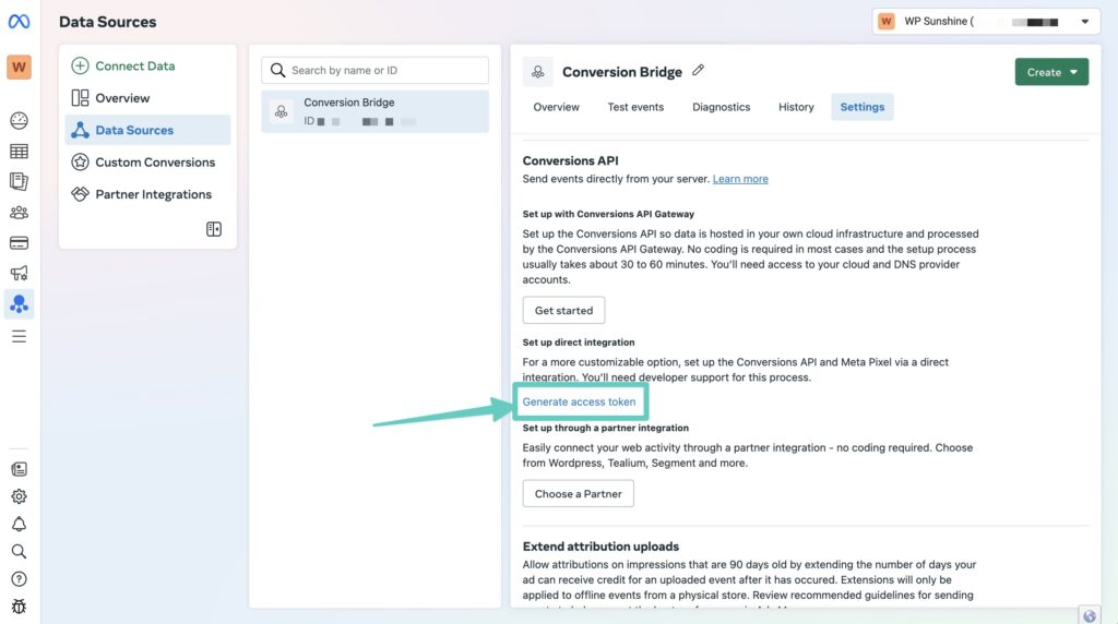 Where to generate Meta Conversions API Access Token