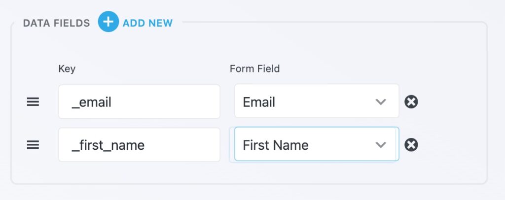 Screenshot of Ninja Forms enhanced conversion data