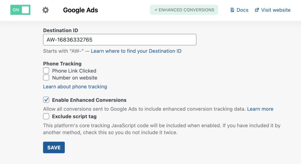 Google Ads setup in WordPress using Conversion Bridge