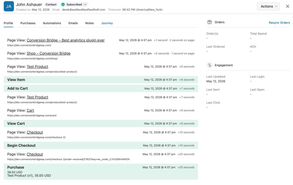 FunnelKit Automations Contact conversion journey