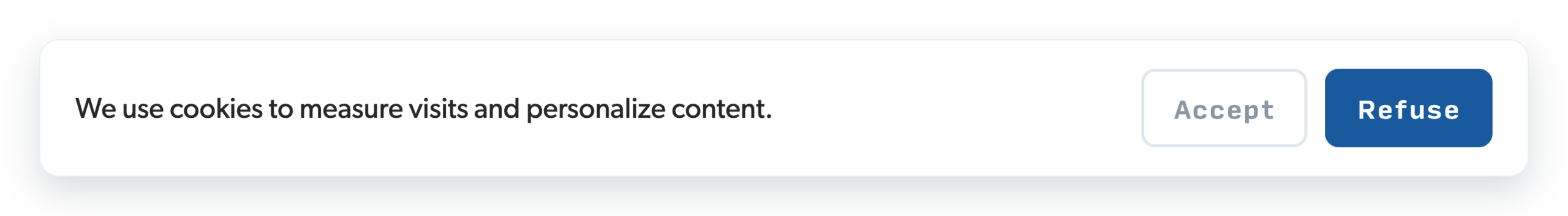 Mock cookie banner where the Refuse button is filled and the Accept button is grey