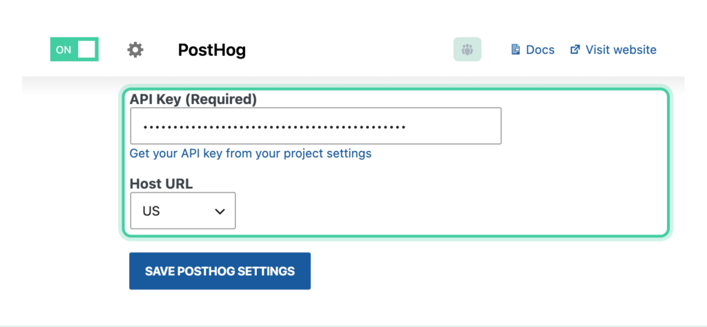 PostHog settings in Conversion Bridge with the API Key and Host URL fields highlighted
