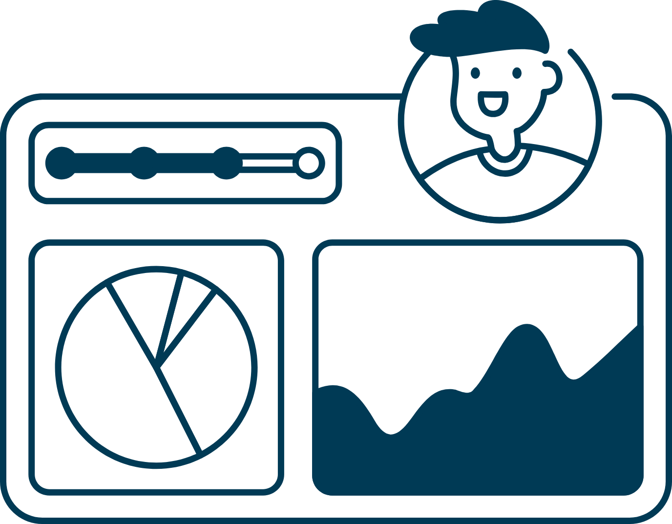 Illustration of an analytics dashboard with charts